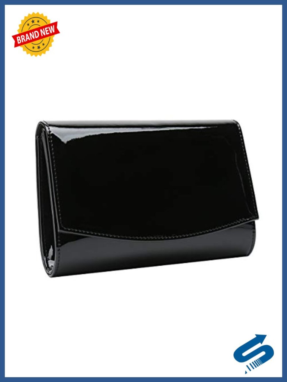 Patent Leather Flap Clutch with Detachable Chain Strap